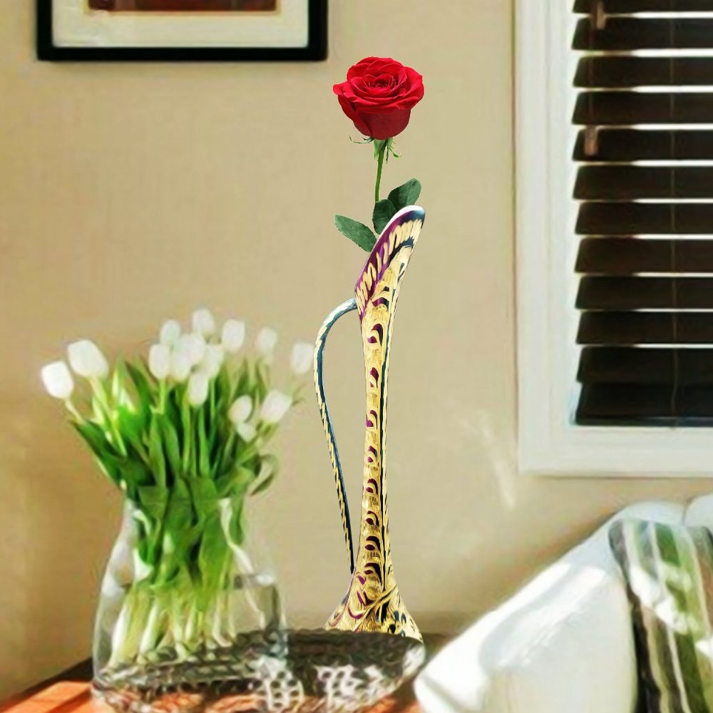 Handcrafted Metal Vase with handle